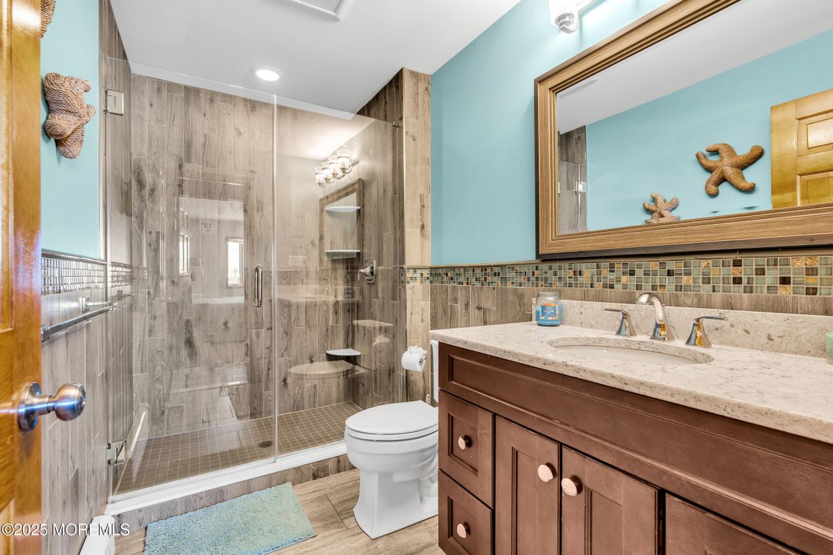 Bathroom, Glass Shower, Interior, Recessed Lighting