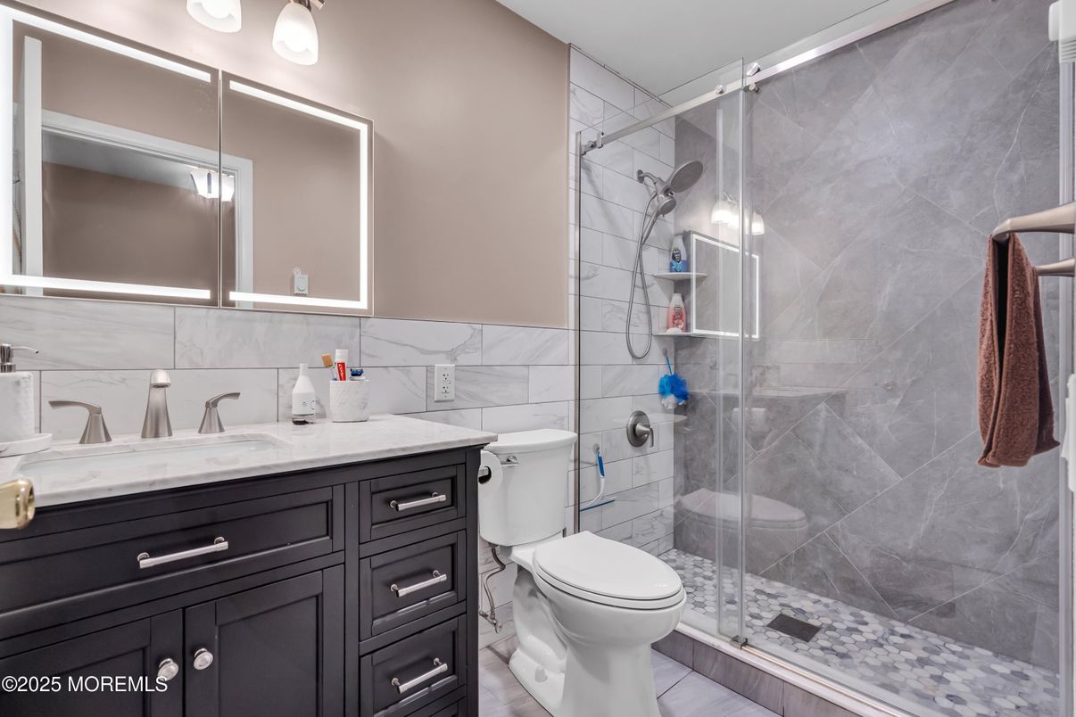 Bathroom, Glass Shower, Interior, Marble Walls