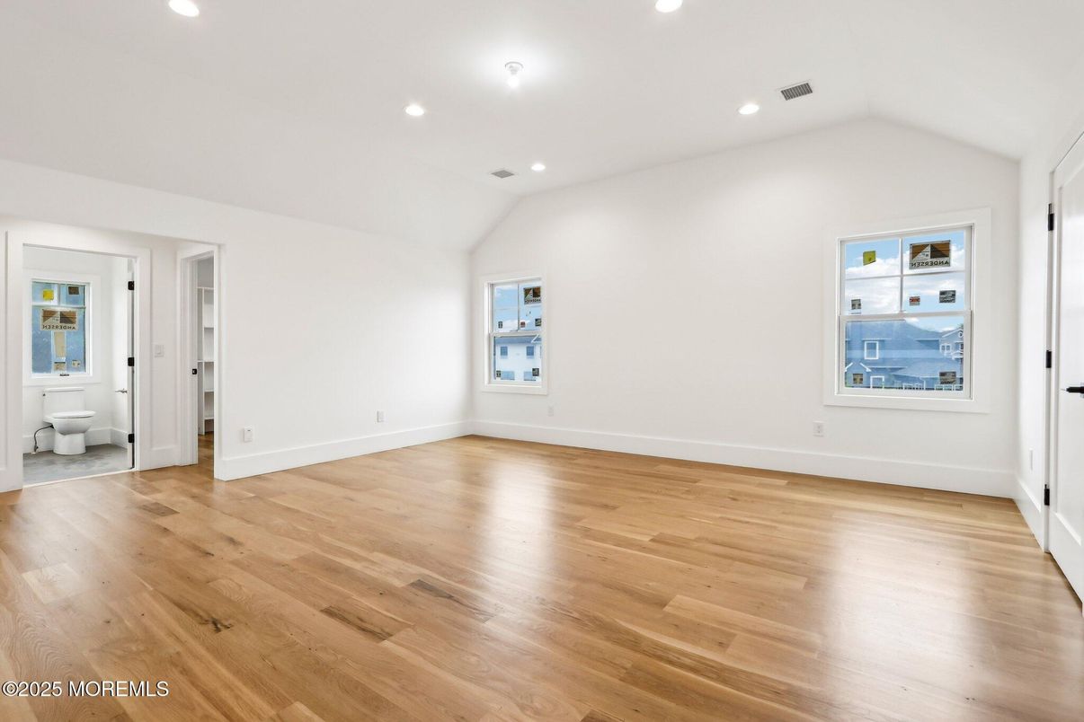 Bathroom, Empty room, Interior, Recessed Lighting, Wood Texture Flooring