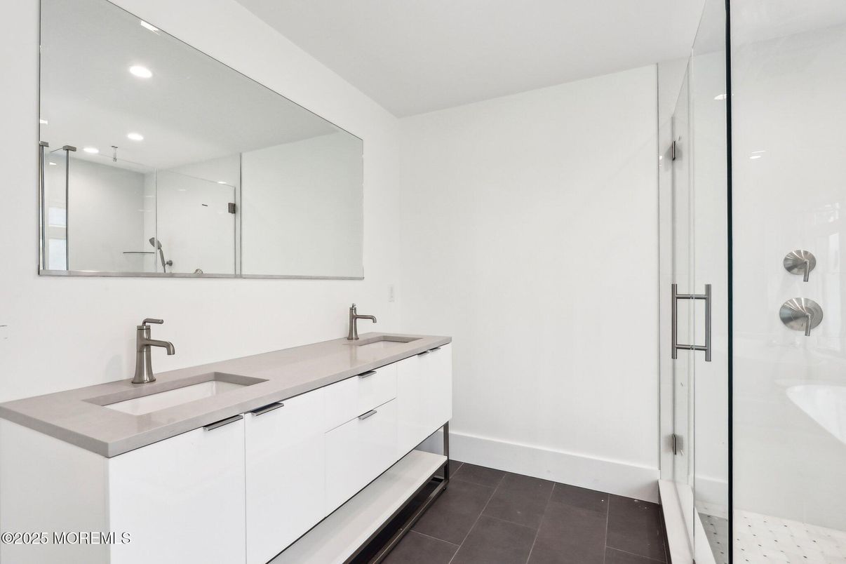 Bathroom, Dual Sink Vanities, Glass Shower, Interior, Recessed Lighting