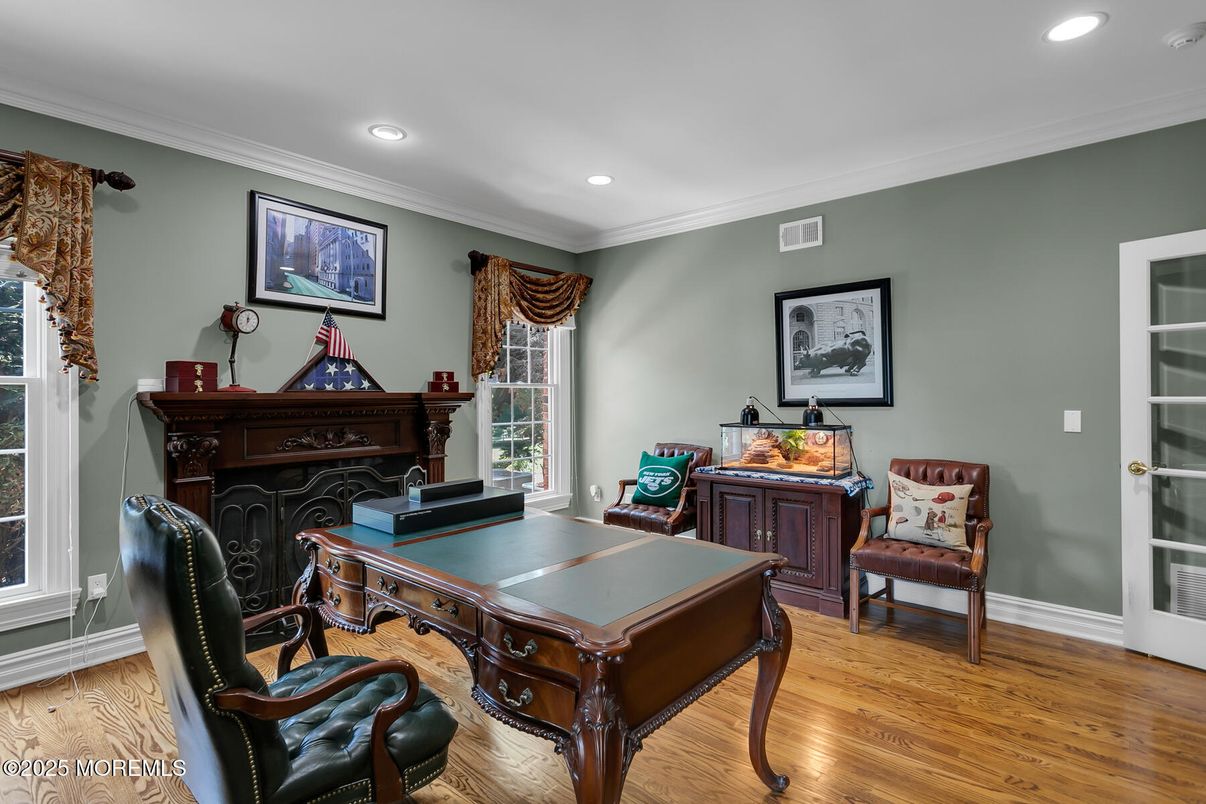 Fireplace, Interior, Recessed Lighting, Wood Texture Flooring