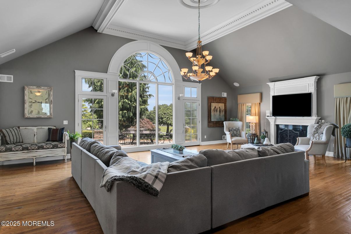 Chandelier, Fireplace, Interior, Living room, Wood Texture Flooring