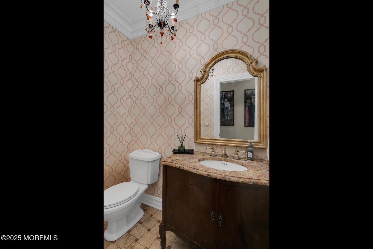 Bathroom, Chandelier, Interior