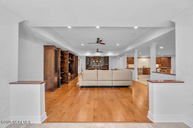 Interior, Living room, Recessed Lighting, Wood Texture Flooring