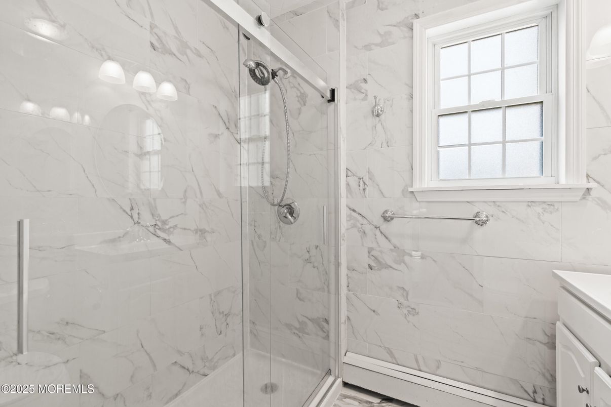 Bathroom, Glass Shower, Interior, Marble Walls