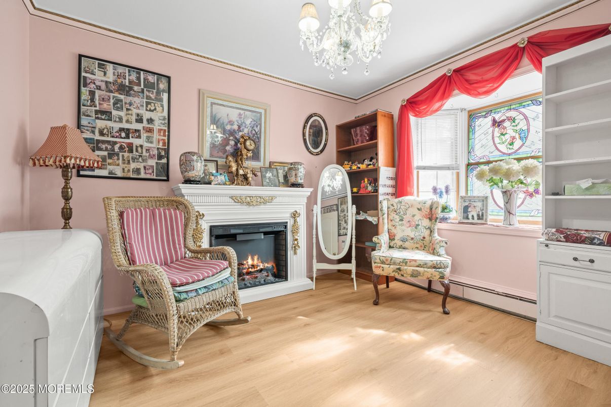 Chandelier, Fireplace, Interior, Wood Texture Flooring