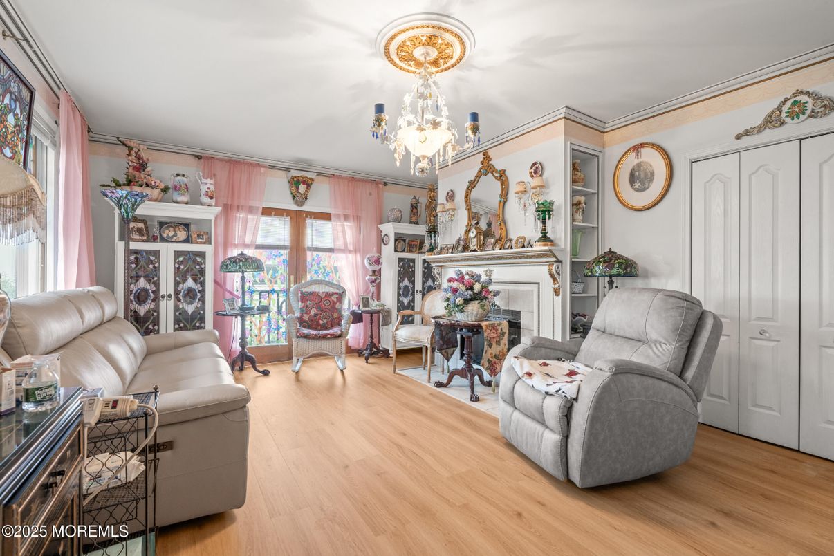 Chandelier, Fireplace, Interior, Living room, Wood Texture Flooring