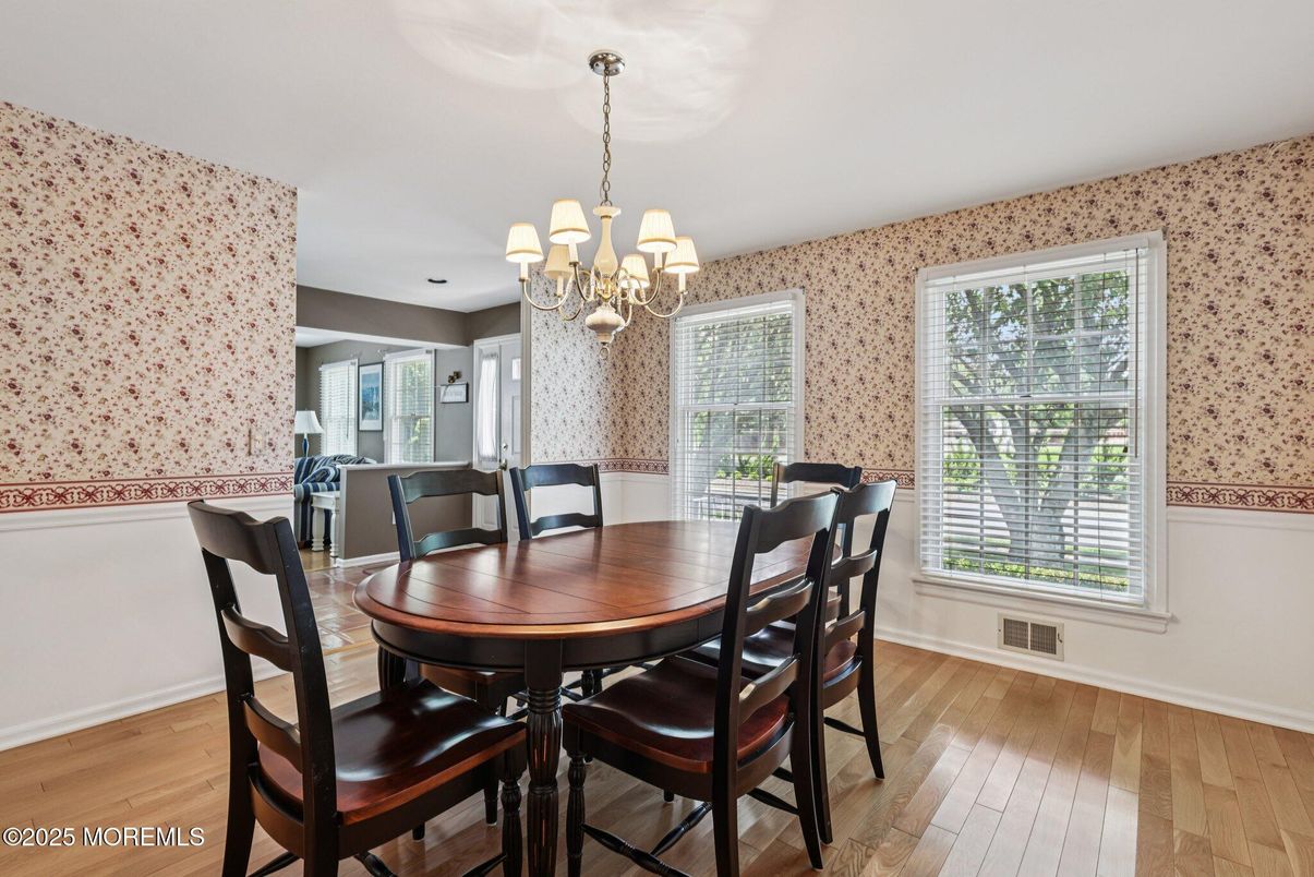 Chandelier, Dining room, Interior, Wood Texture Flooring