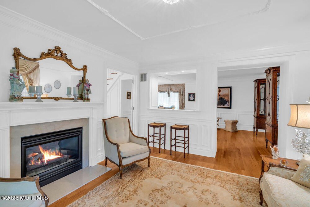 Fireplace, Interior, Recessed Lighting, Wood Texture Flooring