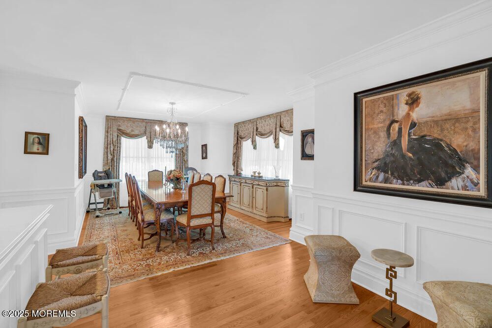 Chandelier, Dining room, Interior, Wood Texture Flooring
