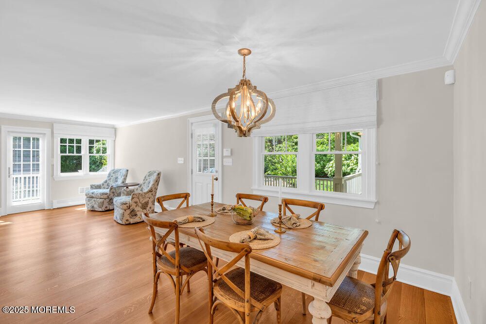 Chandelier, Dining room, Interior, Wood Texture Flooring