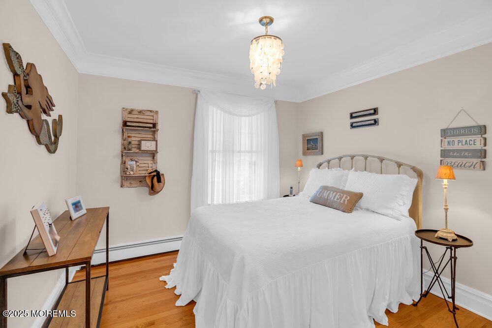 Bedroom, Chandelier, Interior, Wood Texture Flooring