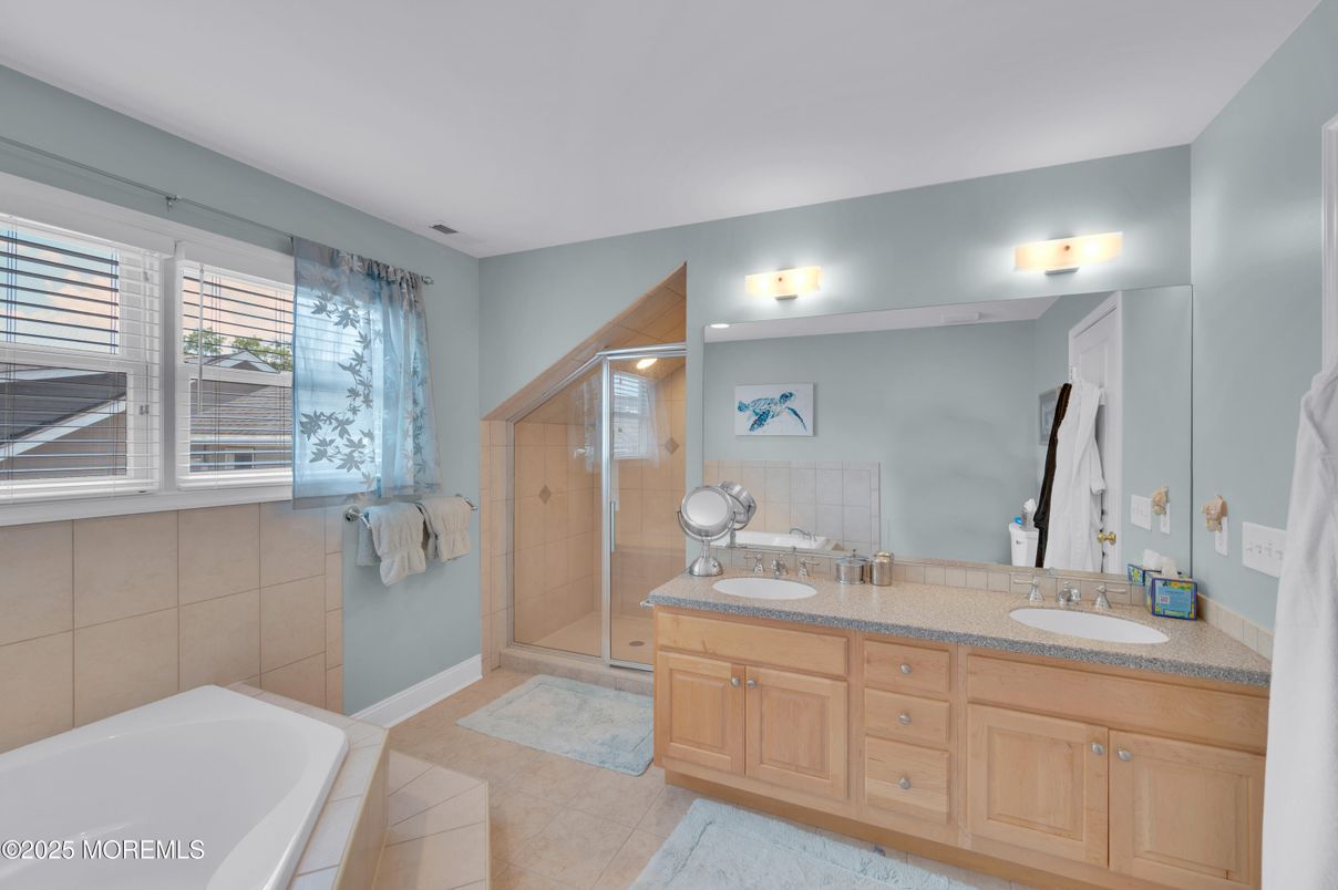 Bathroom, Dual Sink Vanities, Glass Shower, Interior