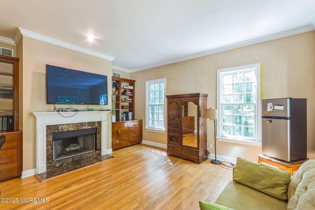 Fireplace, Interior, Recessed Lighting, Wood Texture Flooring