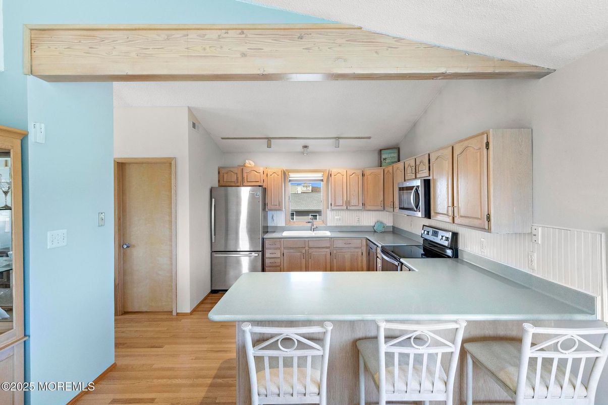 Interior, Kitchen, Stainless Steel Appliances, Wood Texture Flooring