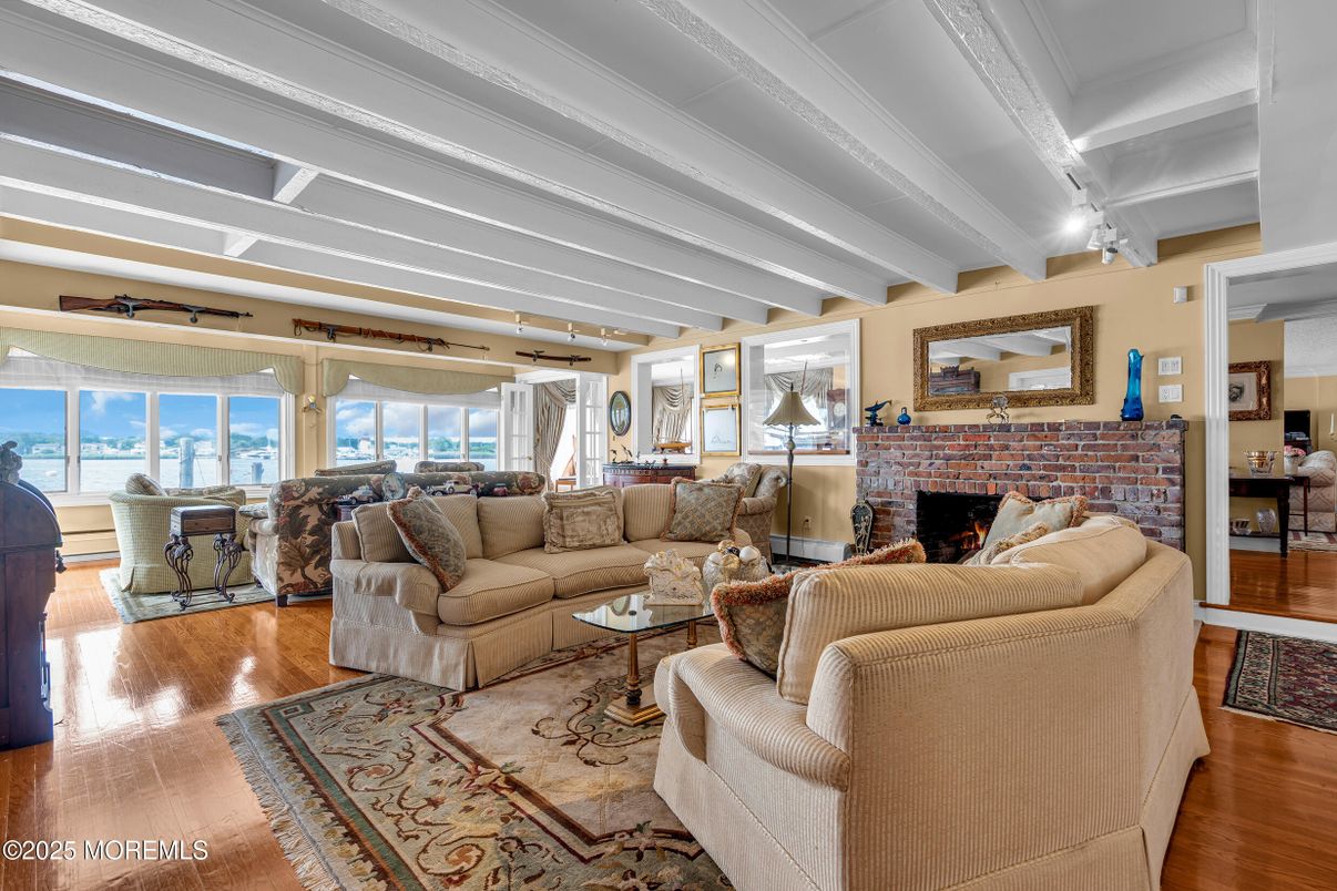 Fireplace, Interior, Living room, Stone Walls, Wood Texture Flooring