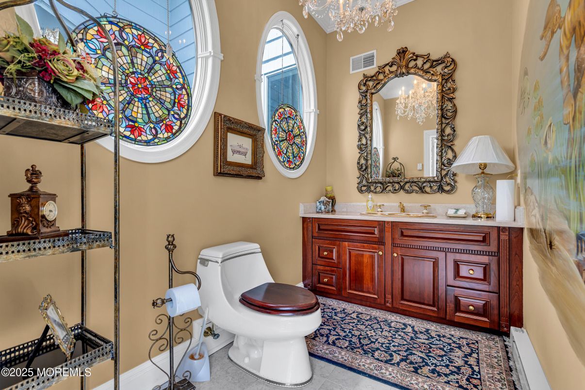 Bathroom, Chandelier, Interior