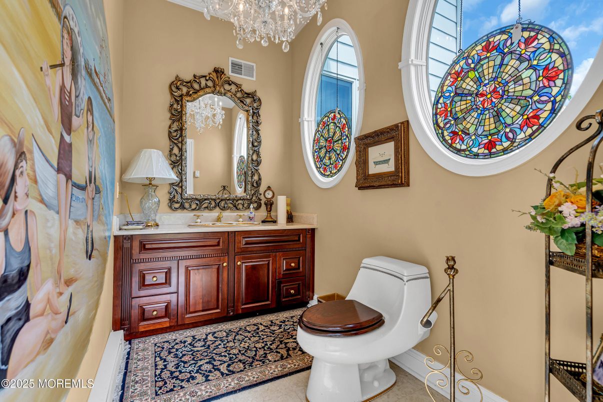 Bathroom, Chandelier, Interior