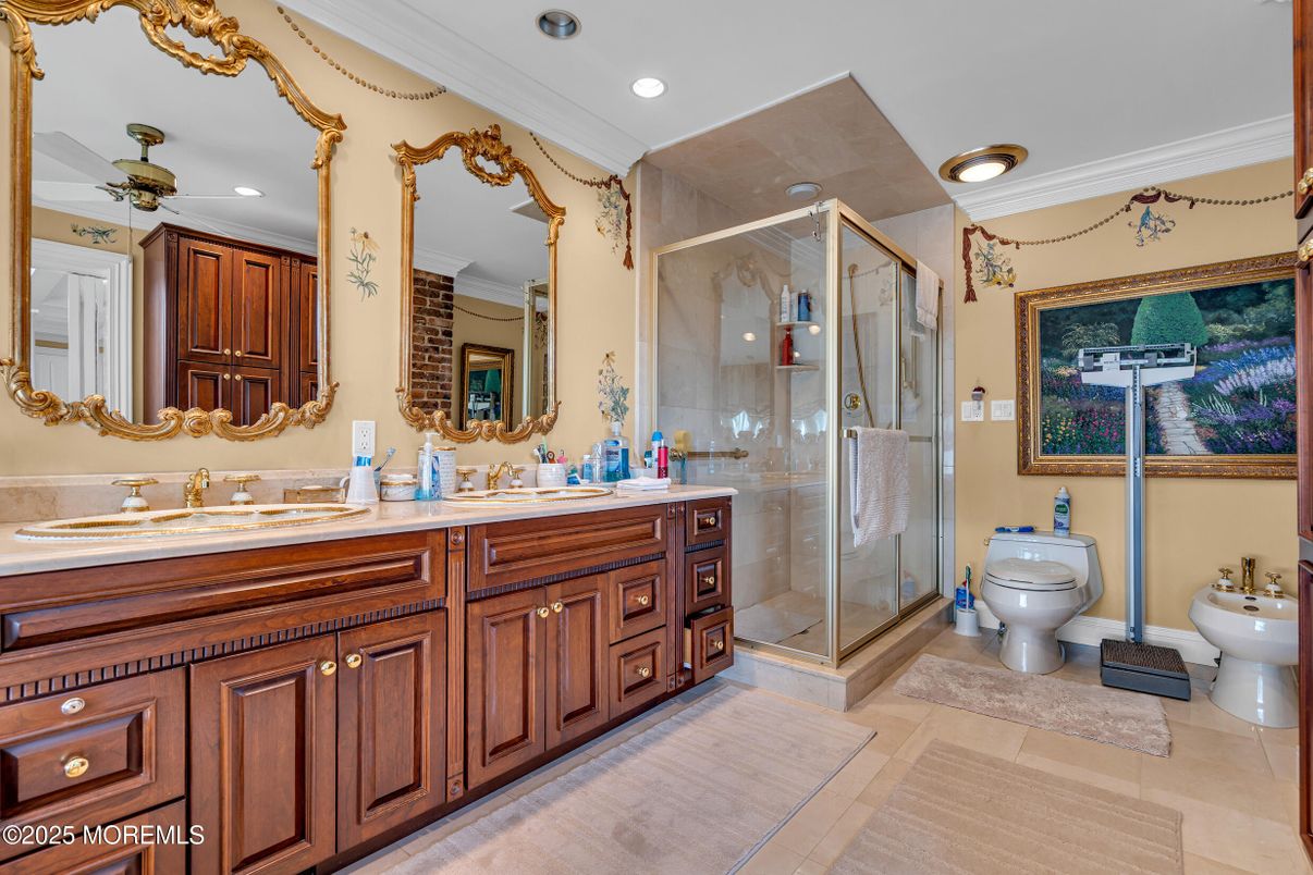 Bathroom, Dual Sink Vanities, Glass Shower, Interior, Recessed Lighting