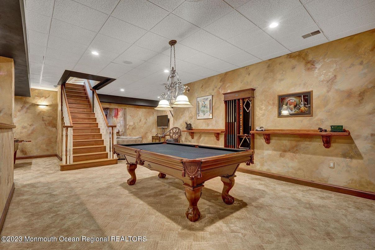 Billiard Table, Game Room, Interior, Pendant Lights, Recessed Lighting