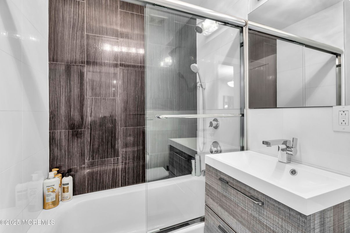 Bathroom, Fireplace, Glass Shower, Interior