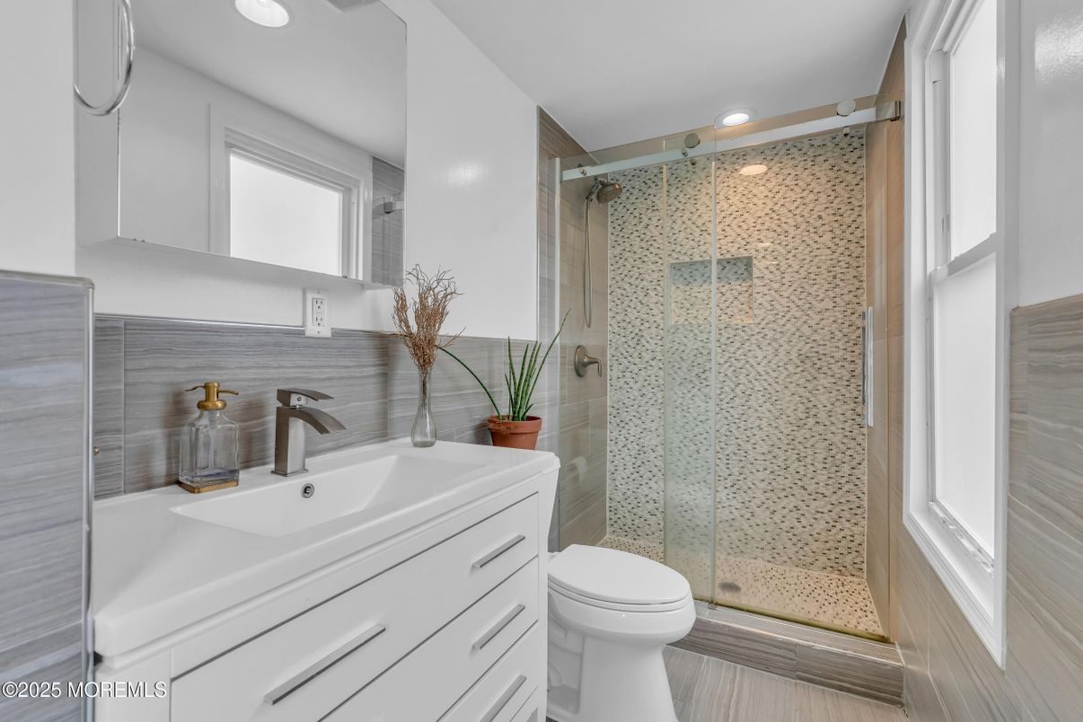 Bathroom, Glass Shower, Interior, Recessed Lighting