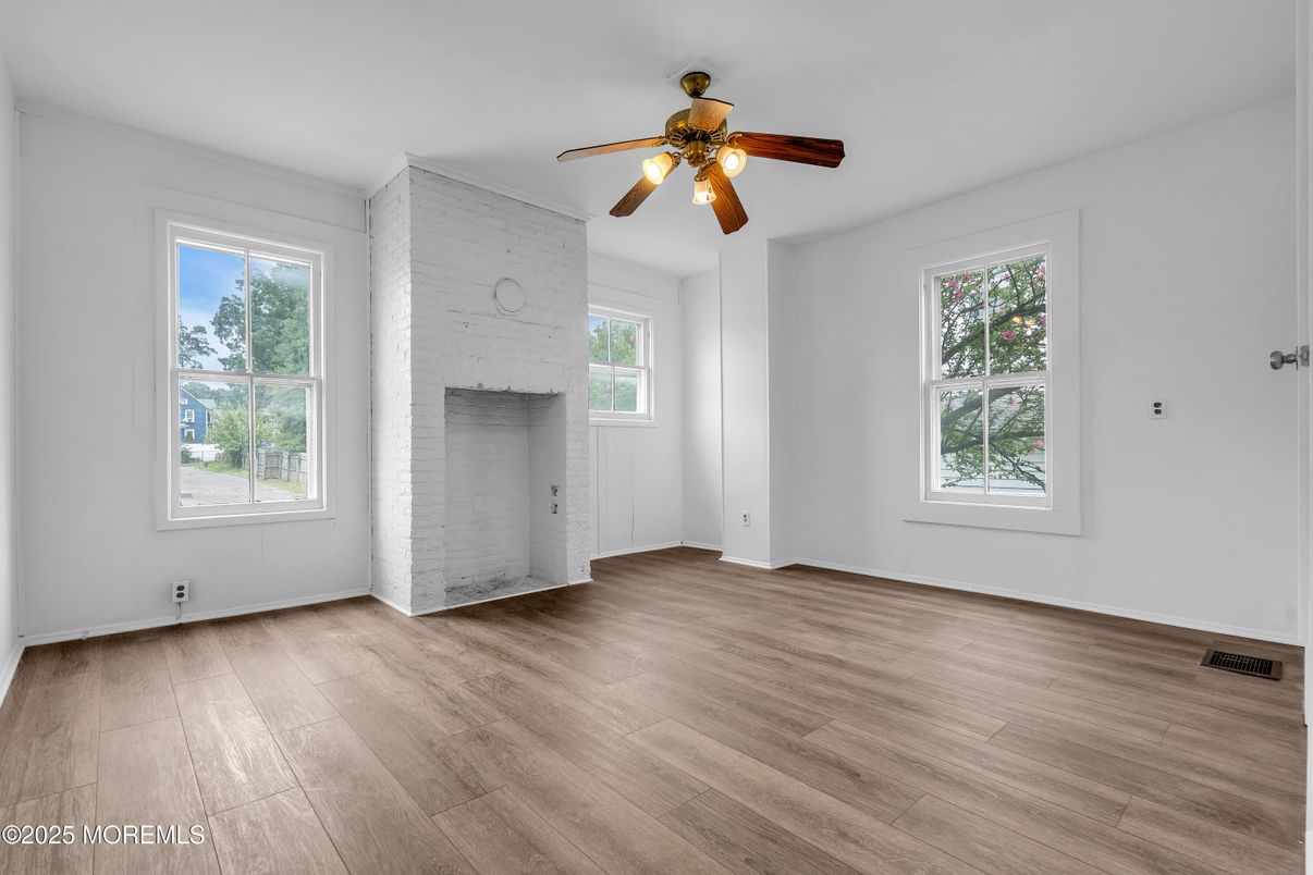 Empty room, Fireplace, Interior, Wood Texture Flooring