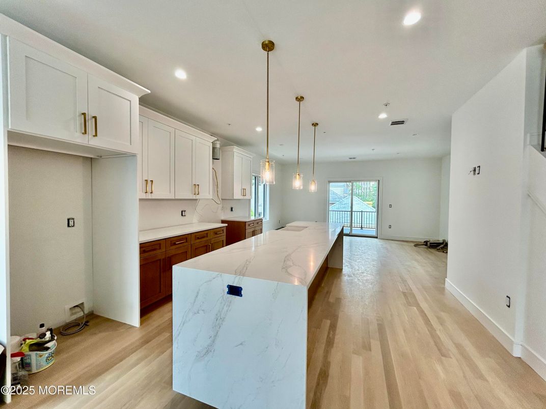 Interior, Kitchen, Pendant Lights, Recessed Lighting, Wood Texture Flooring