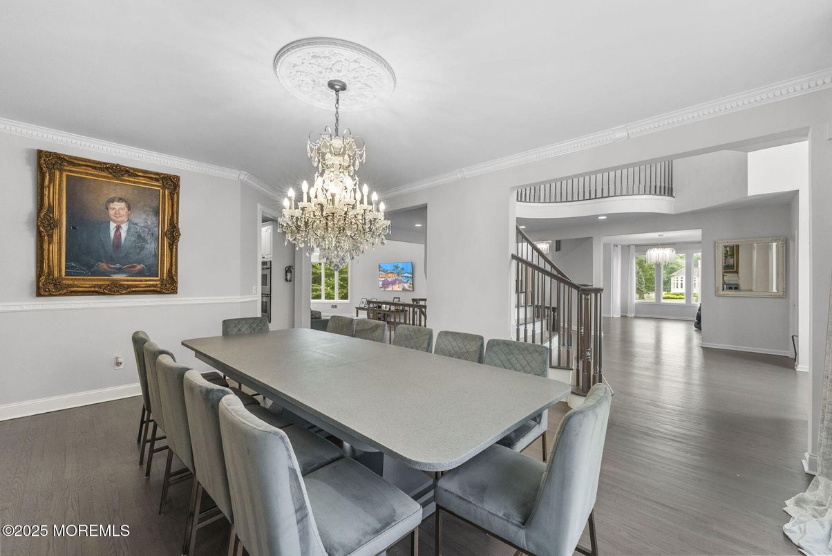 Chandelier, Dining room, Interior, Wood Texture Flooring