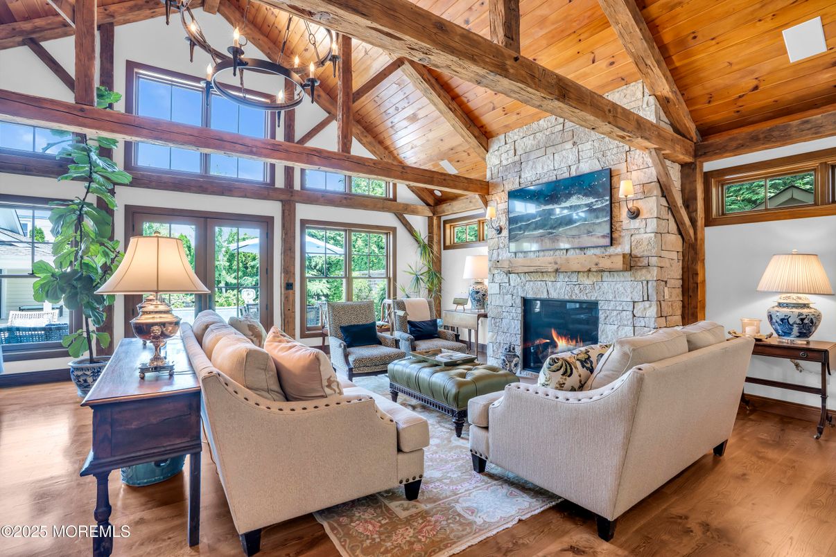 Fireplace, Interior, Living room, Stone Walls, Wooden Beams, Wooden Ceilings, Wood Texture Flooring