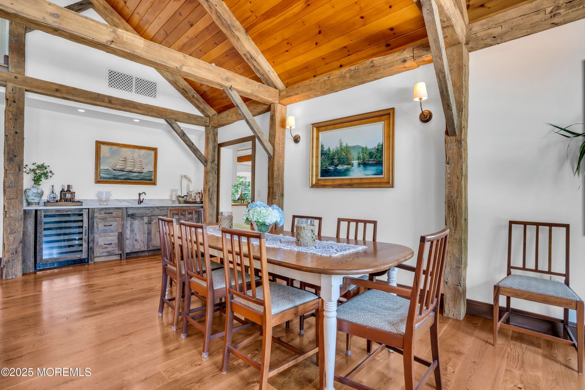 Dining room, Interior, Wooden Beams, Wooden Ceilings, Wood Texture Flooring