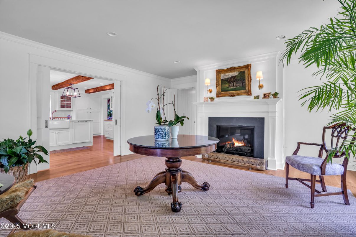 Fireplace, Interior, Recessed Lighting, Wood Texture Flooring