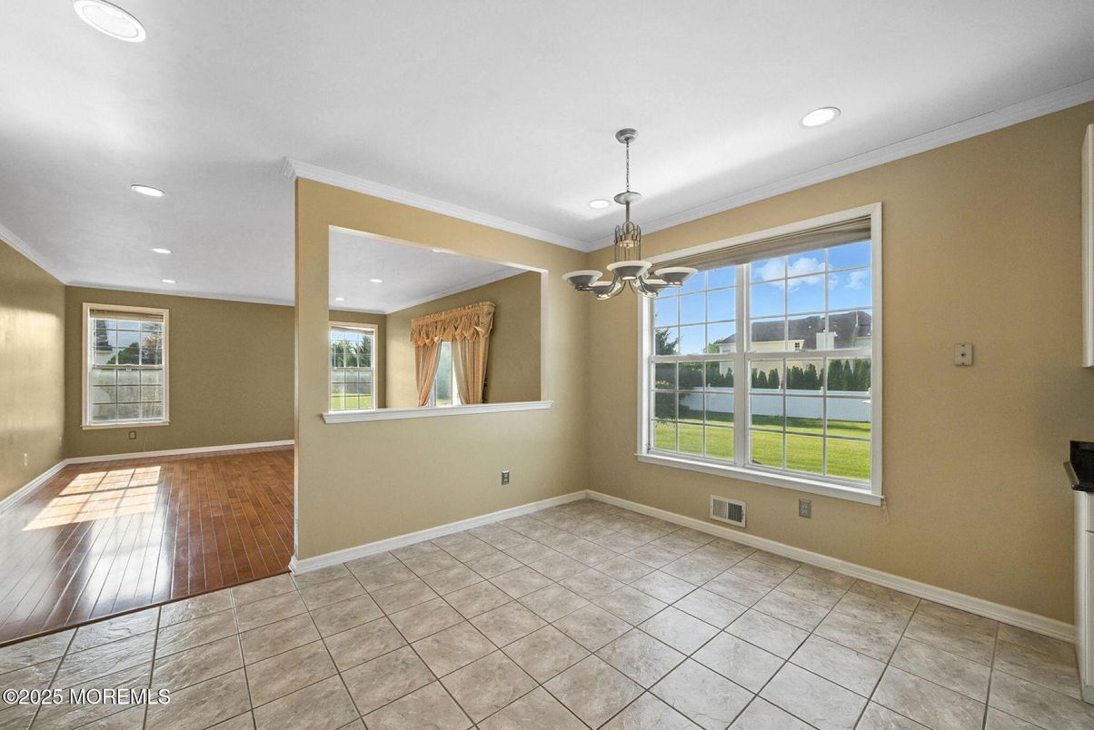 Empty room, Interior, Pendant Lights, Recessed Lighting, Wood Texture Flooring