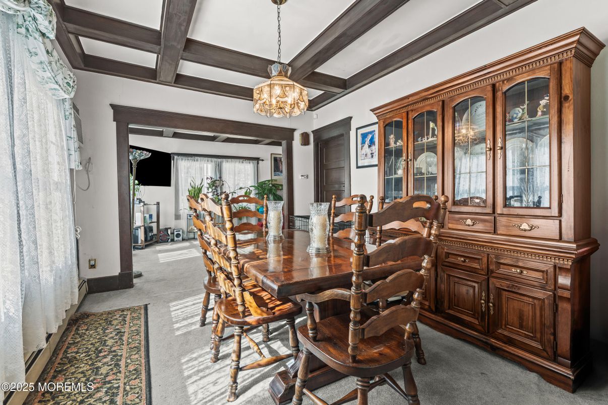 Chandelier, Dining room, Interior, Pendant Lights, Wooden Beams