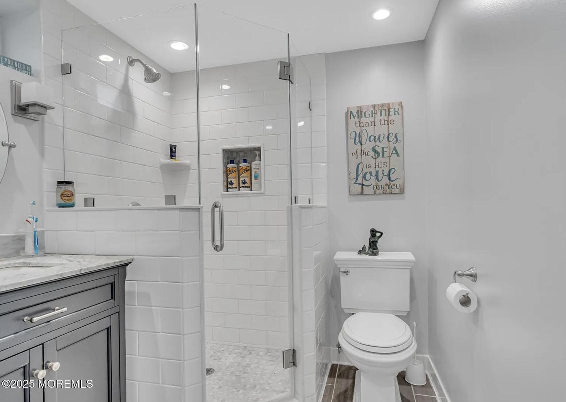 Bathroom, Glass Shower, Interior, Recessed Lighting
