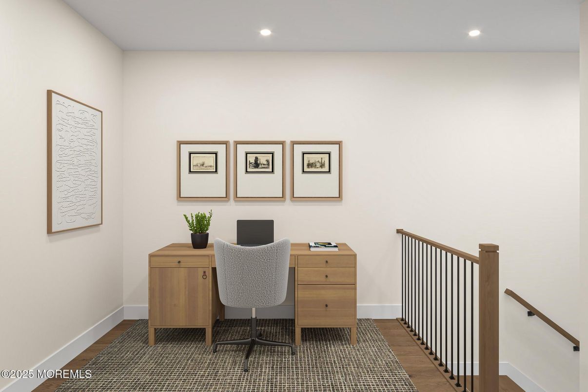 Home Office, Interior, Recessed Lighting, Wood Texture Flooring