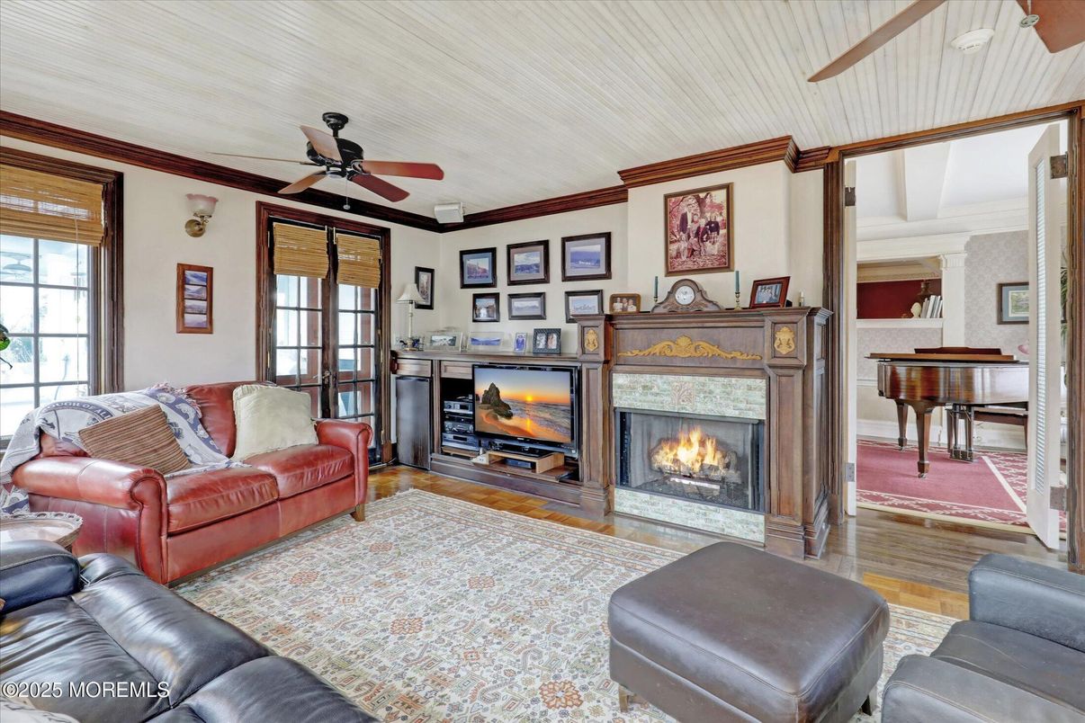Fireplace, Interior, Living room, Piano, Wood Texture Flooring