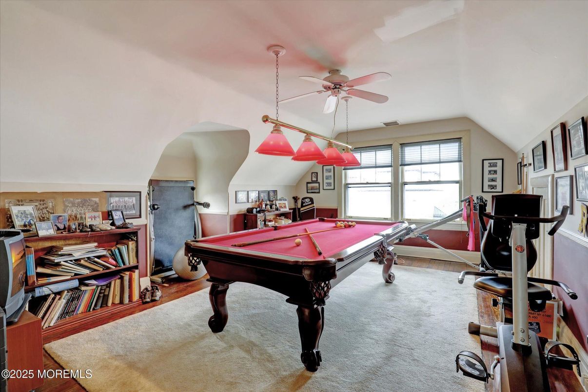 Billiard Table, Fitness Equipment, Game Room, Interior, Pendant Lights