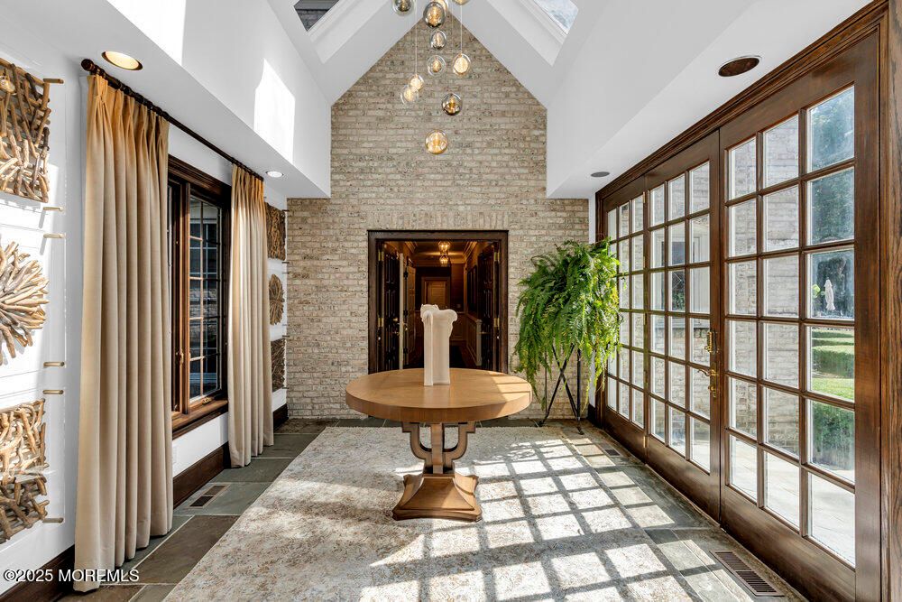 Fireplace, Interior, Recessed Lighting, Stone Walls