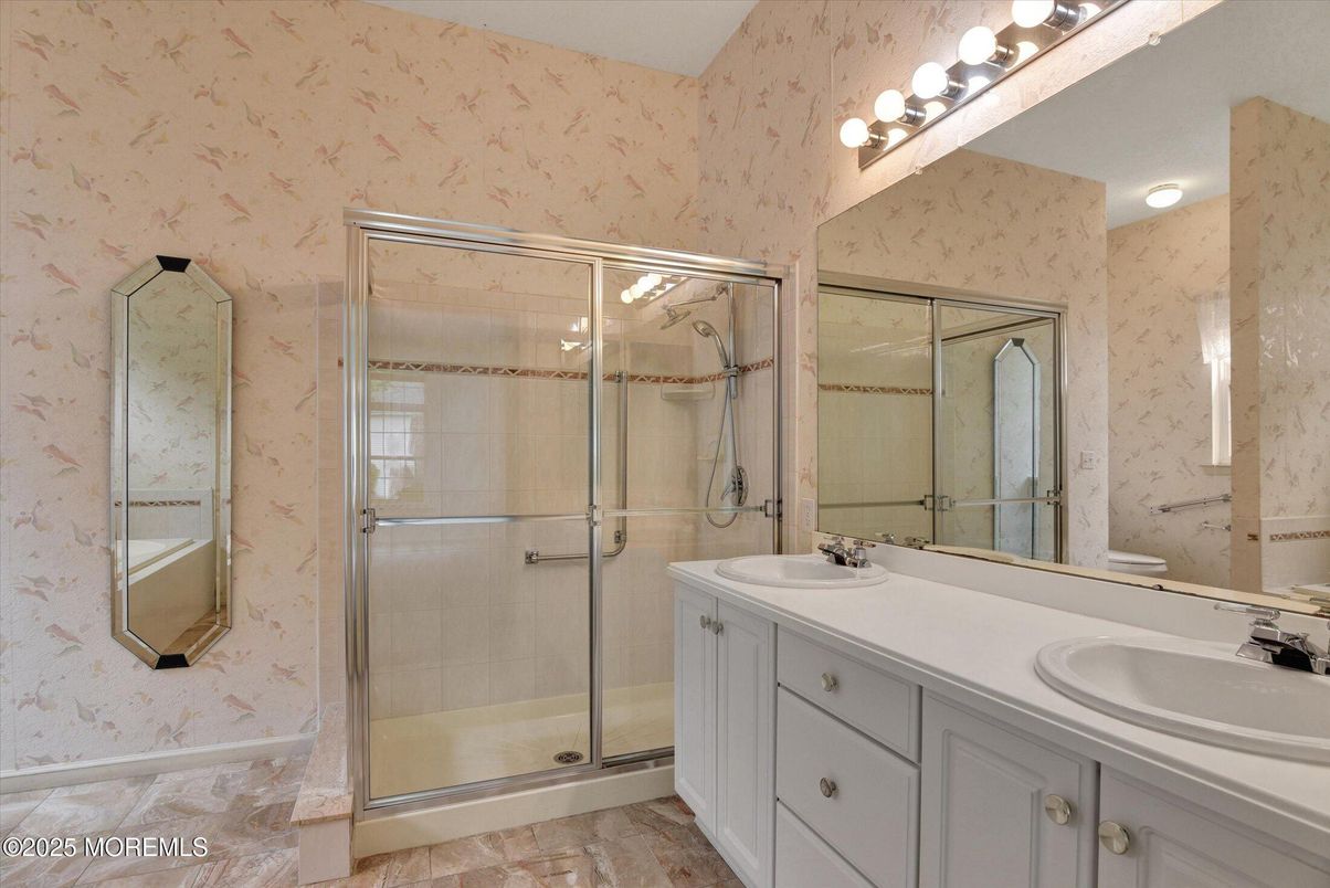 Bathroom, Dual Sink Vanities, Glass Shower, Interior
