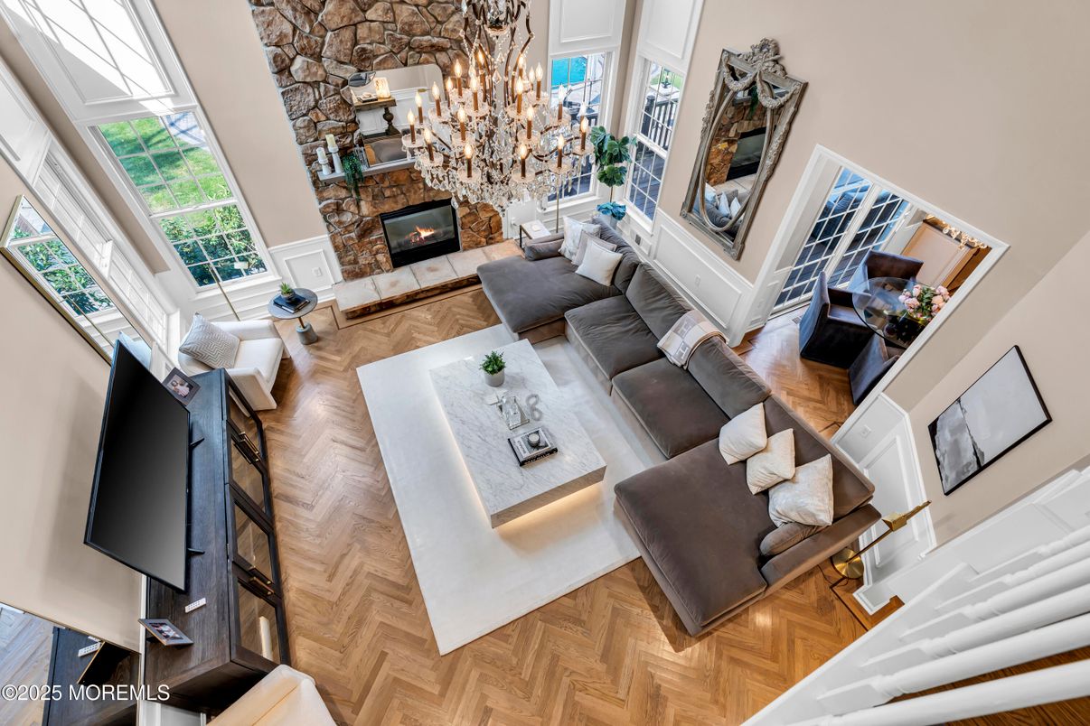 Fireplace, Interior, Living room, Stone Walls, Wood Texture Flooring