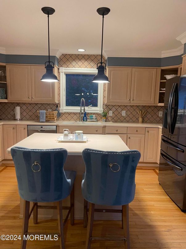 Interior, Kitchen, Pendant Lights, Recessed Lighting, Wood Texture Flooring