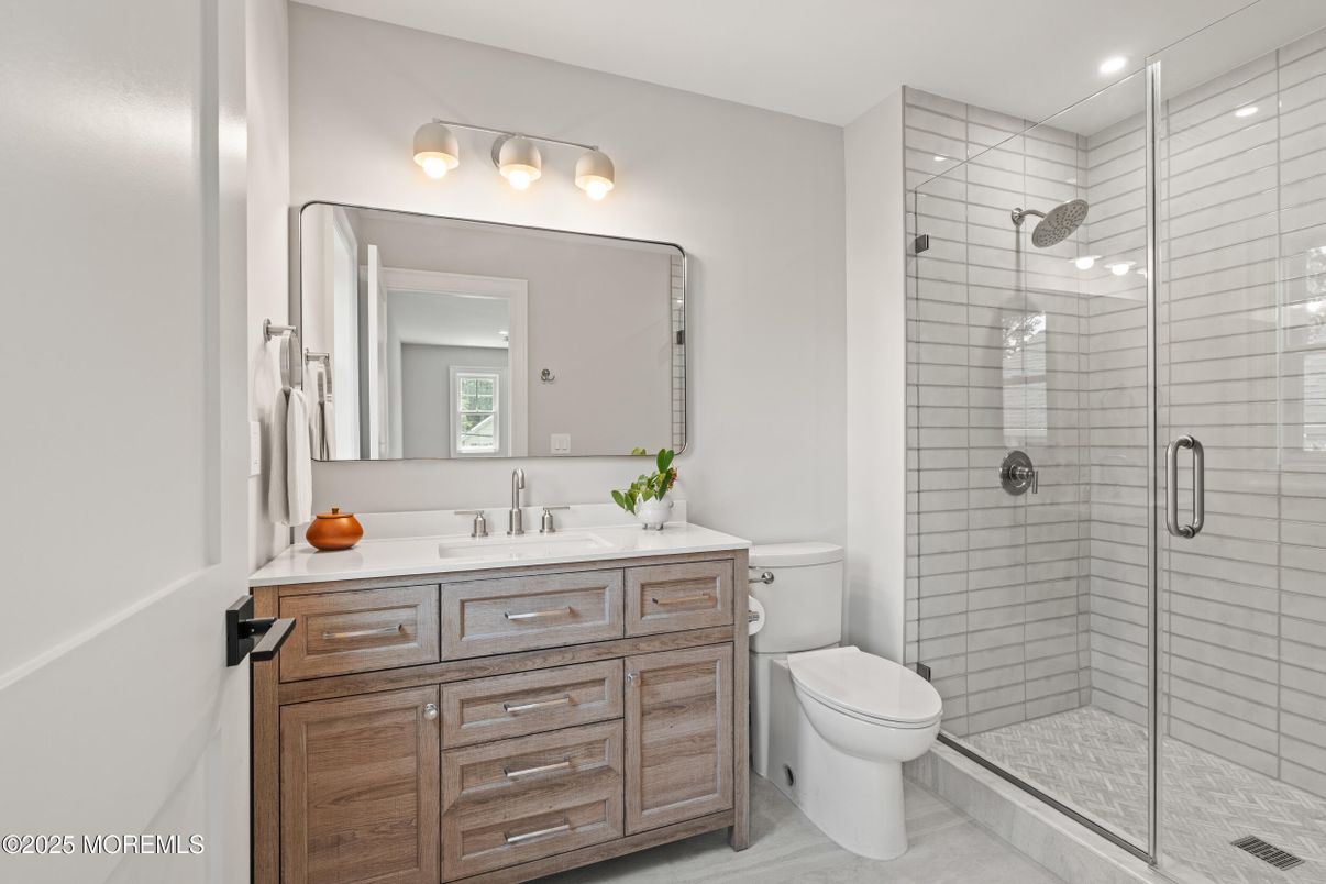 Bathroom, Glass Shower, Interior, Recessed Lighting