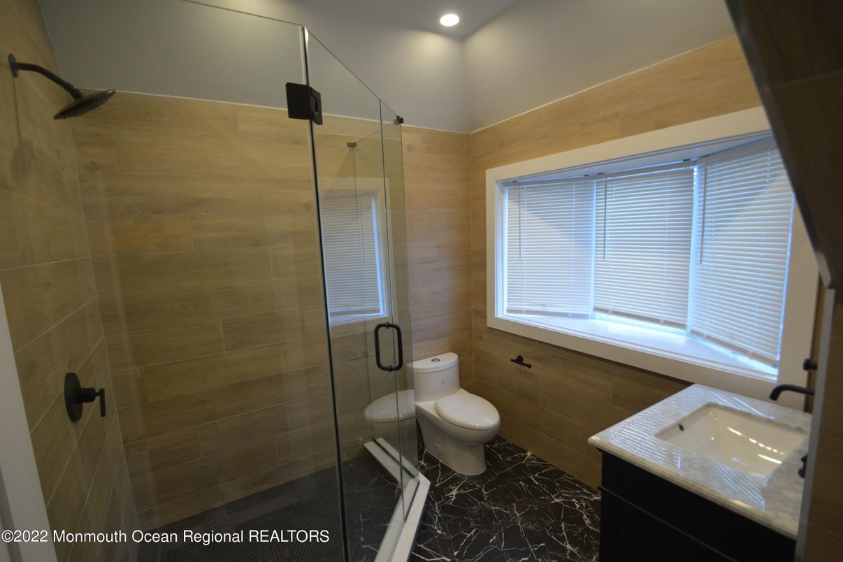 Bathroom, Glass Shower, Interior, Marble, Recessed Lighting
