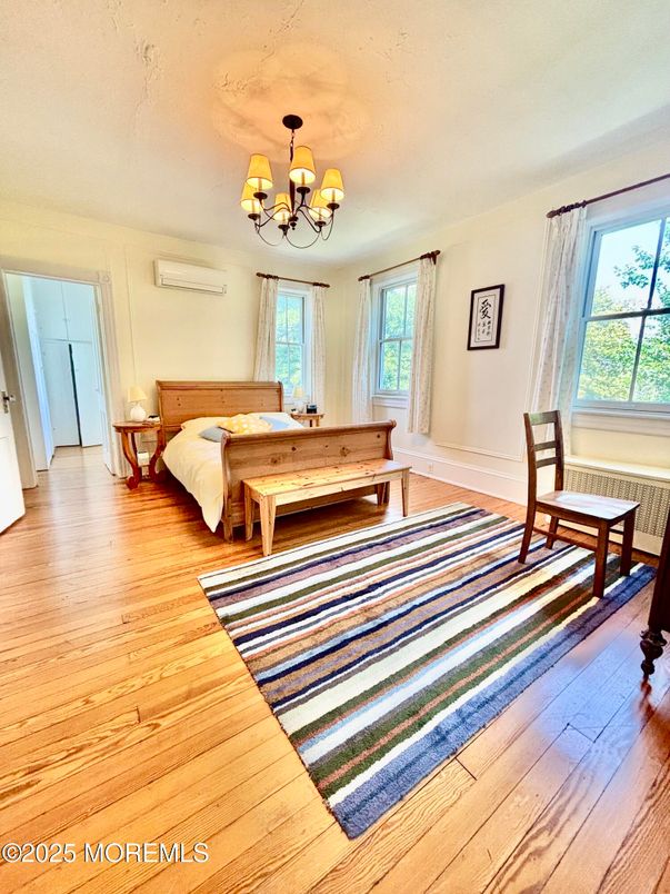 Bedroom, Chandelier, Interior, Wood Texture Flooring
