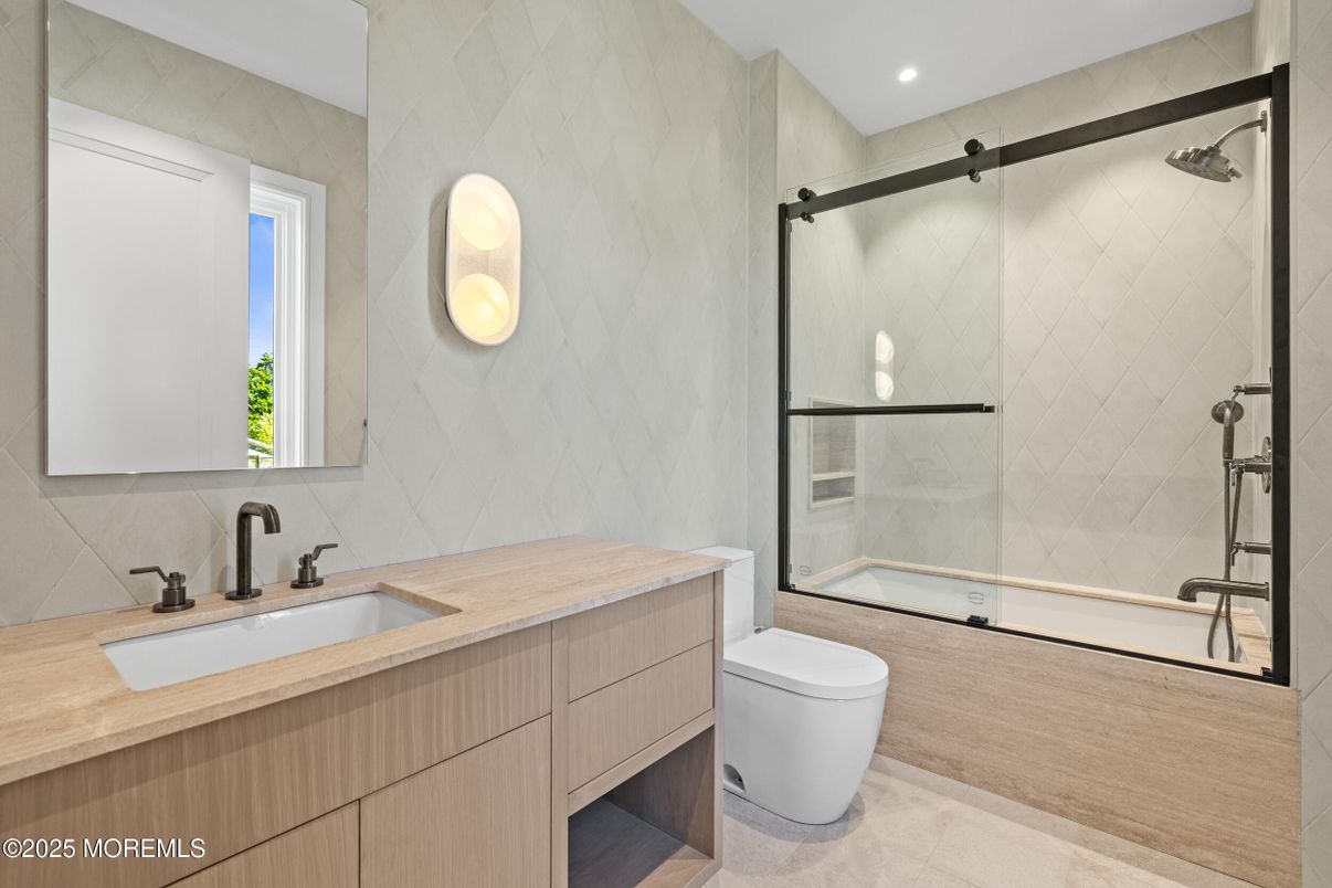 Bathroom, Glass Shower, Interior, Recessed Lighting