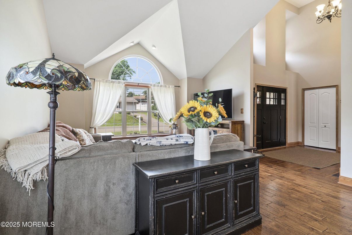 Bedroom, Chandelier, Interior, Wood Texture Flooring