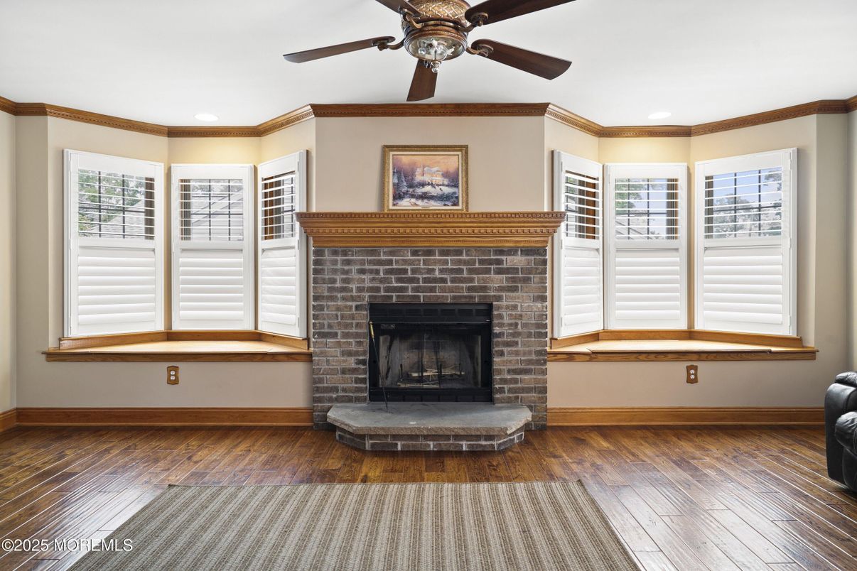 Fireplace, Interior, Recessed Lighting, Wood Texture Flooring