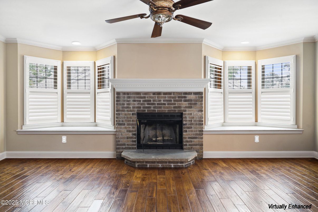 Fireplace, Interior, Recessed Lighting, Wood Texture Flooring