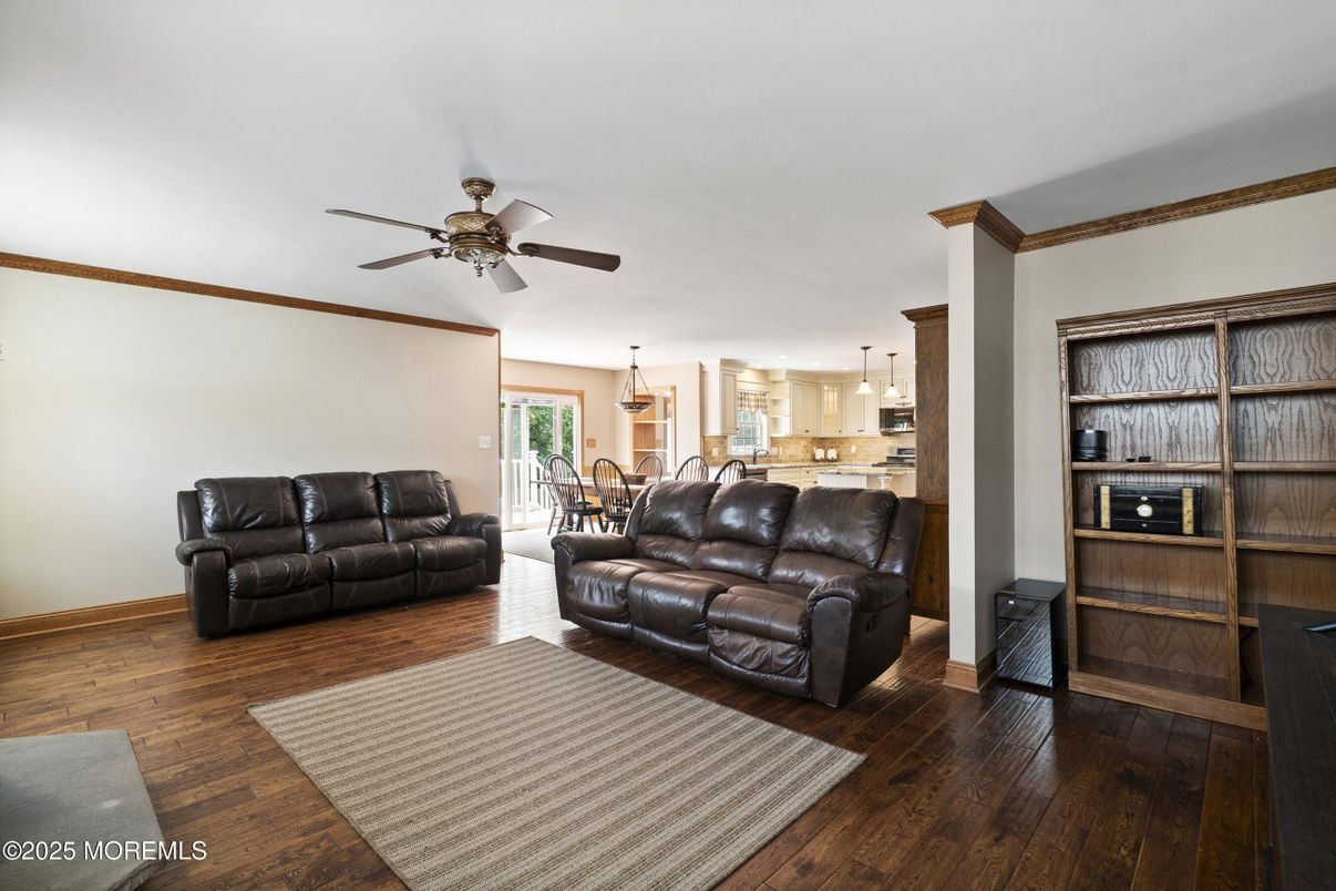 Dining room, Interior, Kitchen, Living room, Pendant Lights, Wood Texture Flooring